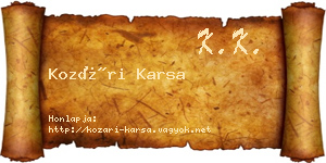 Kozári Karsa névjegykártya